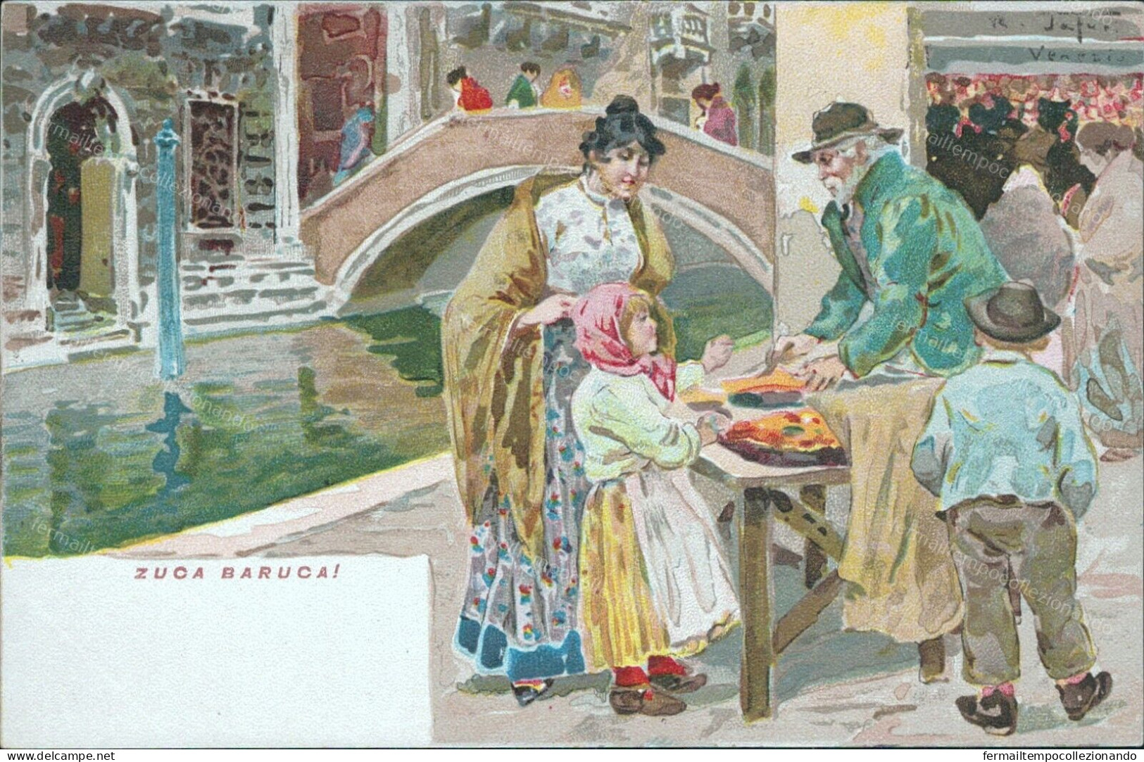 V826 Cartolina Venezia Pittorica Illustratore Tafuri Zuca Barucai Inizio 900 - Andere & Zonder Classificatie