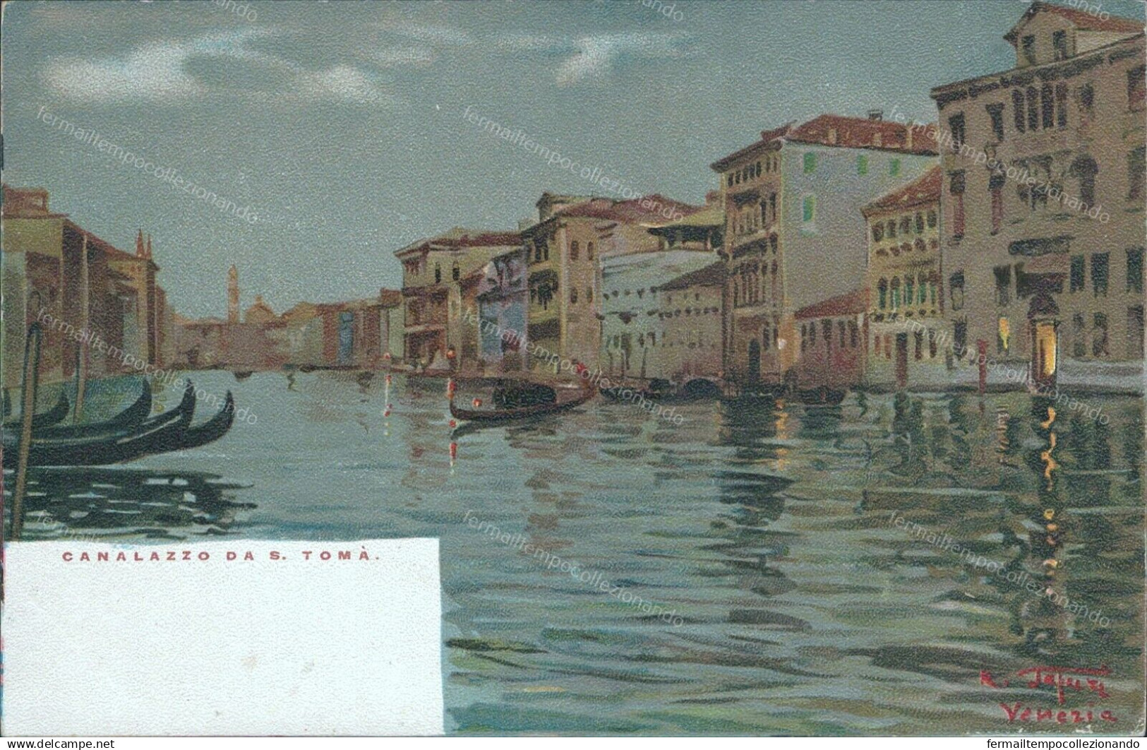 V827 Cartolina Venezia Pittorica Illustratore Tafuri Canalazzo Da S.toma' - Andere & Zonder Classificatie