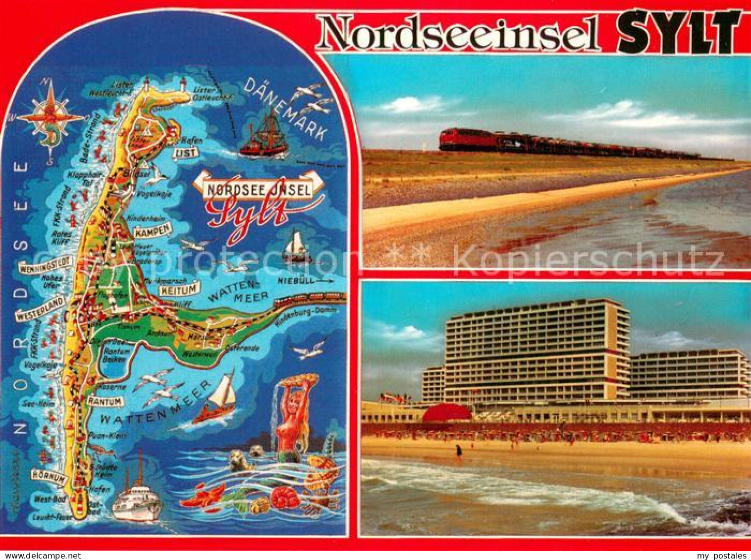 73653813 Sylt Landkarte Nordseeinsel Hotels Am Strand Eisenbahn Inselbahn Sylt - Sylt