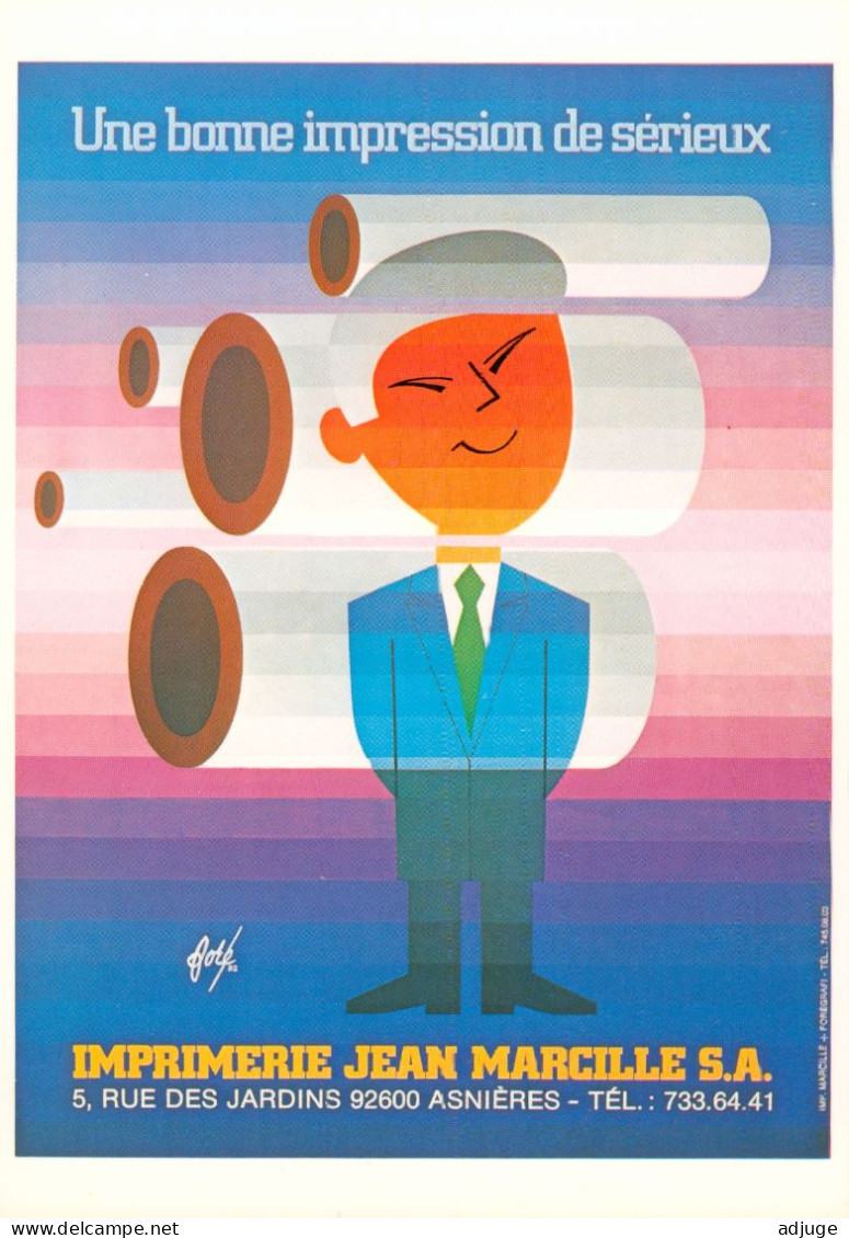 CPM- Illustrateur Affichiste FORÉ - Publicité Pour L'Imprimerie Jean Marcille à Asnières- 1982 Une Bonne Impression * TB - Fore