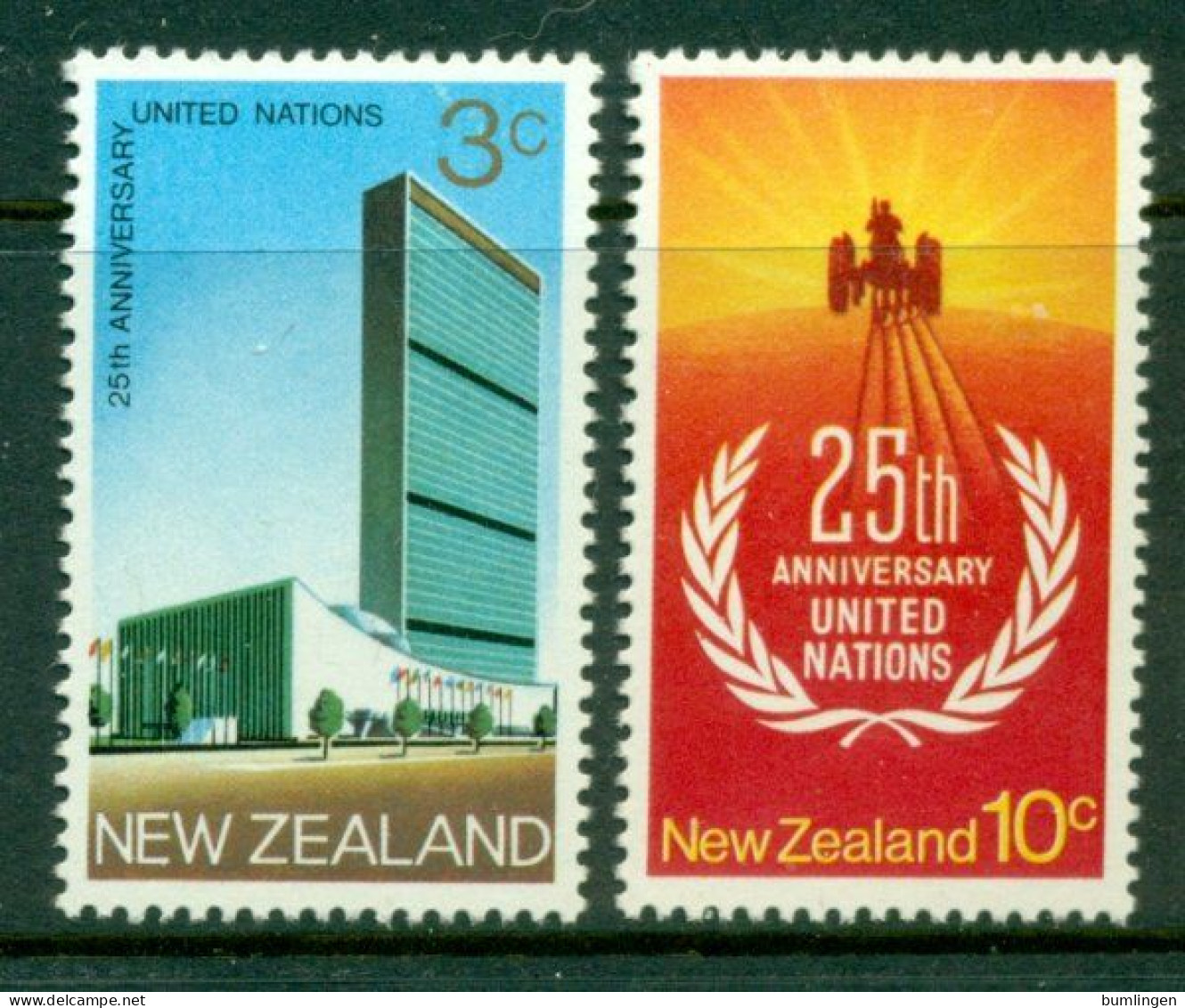 NEW ZEALAND 1970 Mi 541-42** 25th Anniversary Of United Nations [B867] - VN