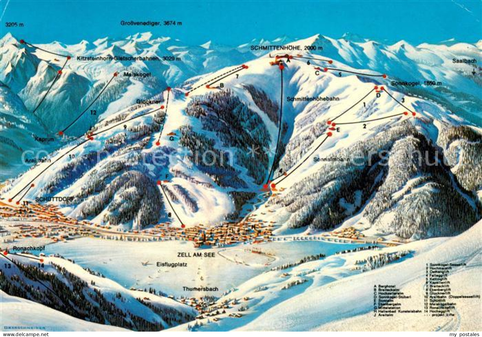 73653794 Zell See Uebersichtskarte Skigebiet Schmittenhoehe Hohe Tauern Zell See - Otros & Sin Clasificación