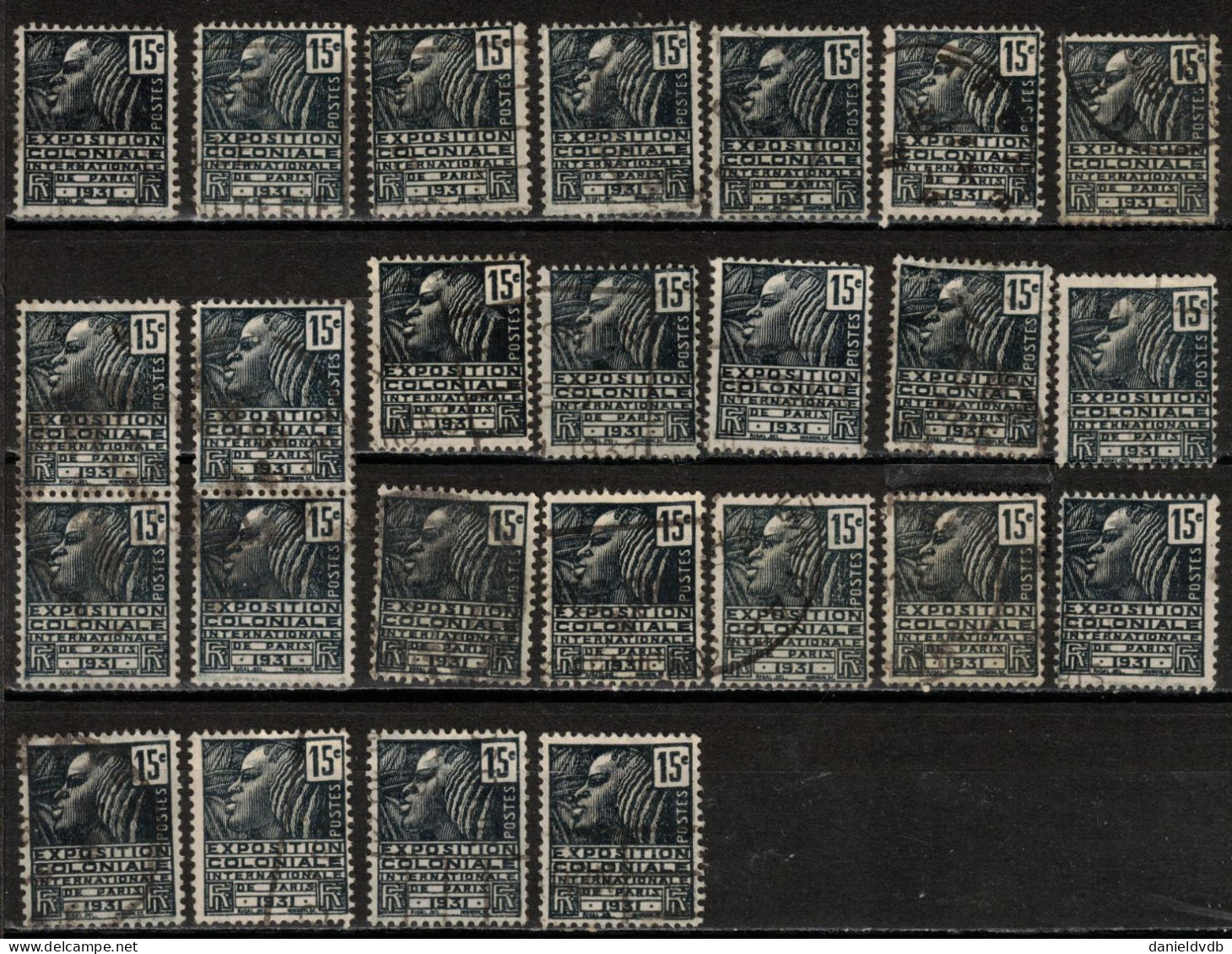 France Yvert N° 270 15 C. Exposition Coloniale Femme Fachi : 25 Exemplaires Oblitérés Dont 2 Paires Verticales - Used Stamps