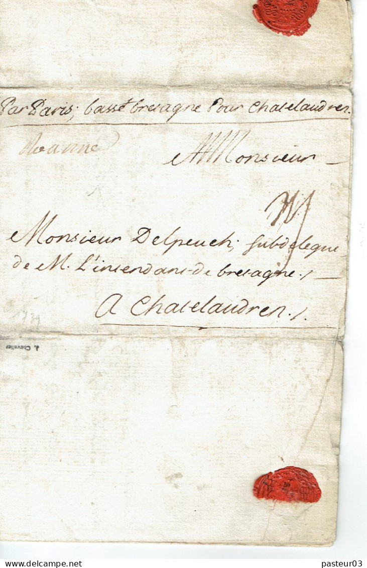 Roanne Loire Lettre De 1739 Pour Chatelaudren 1ère Période - 1701-1800: Précurseurs XVIII