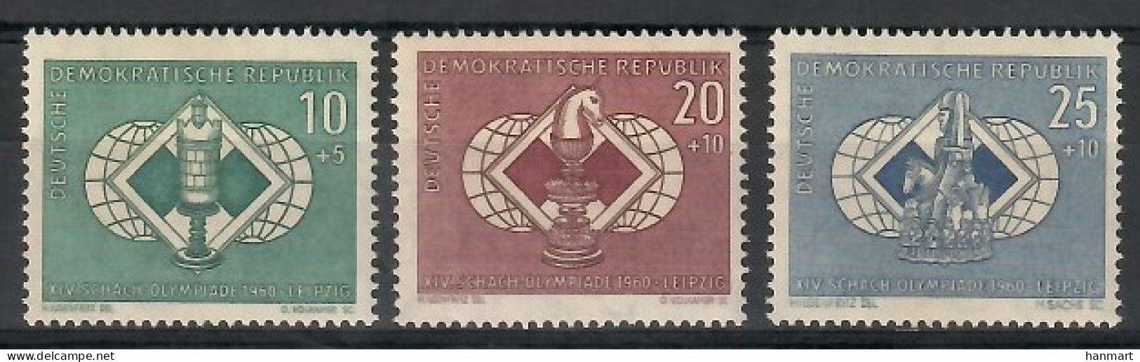 Germany, Democratic Republic (DDR) 1960 Mi 786-788 Mh - Mint Hinged  (PZE5 DDR786-788) - Ajedrez