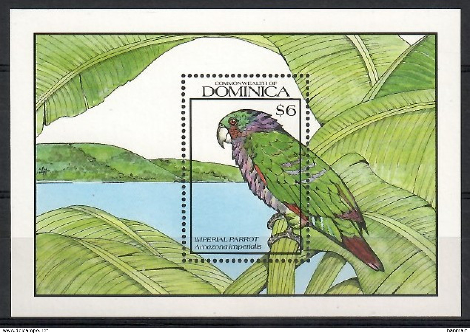 Dominica 1990 Mi Block 169 MNH  (ZS2 DMNbl169) - Pappagalli & Tropicali