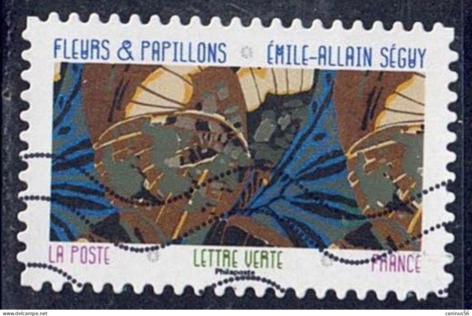 2023 Yt AA XXXX  Fleurs Et Papillons - Émile-Allain Séguy Sixième Timbre Rangée Du Bas - Used Stamps