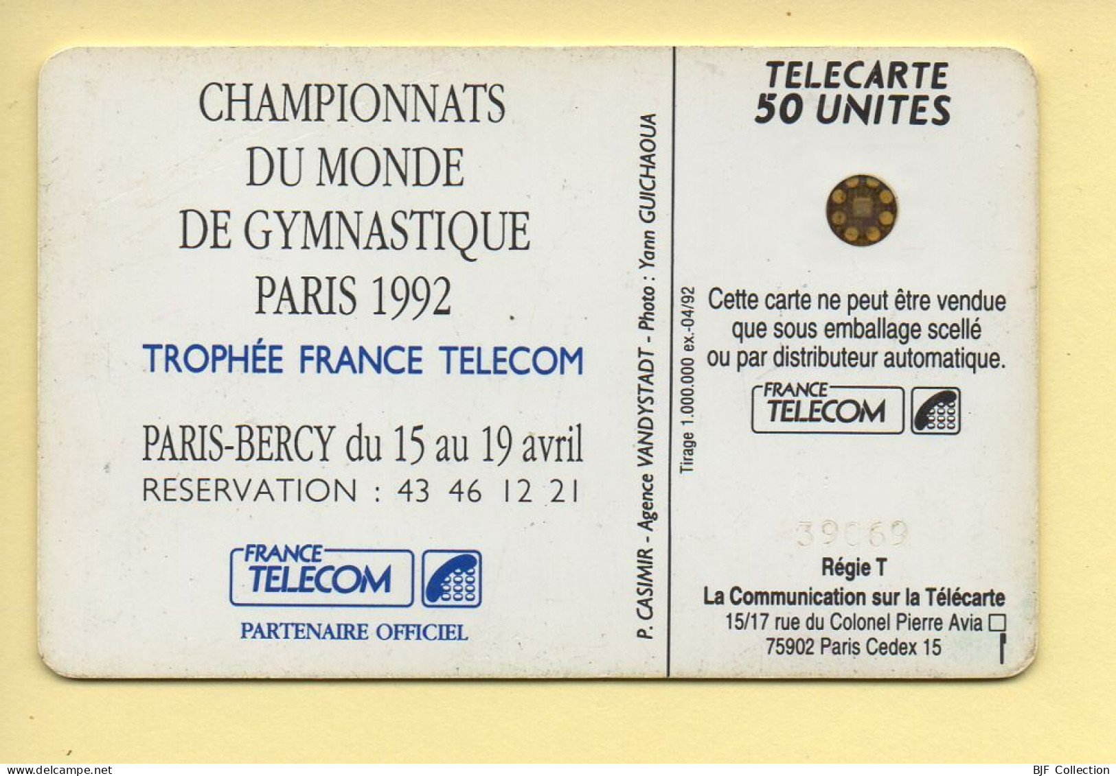 Télécarte 1992 : BERCY 1992 HOMME / 50 Unités / Numéro 39069 / 04-92 (voir Puce Et Numéro Au Dos) - 1992