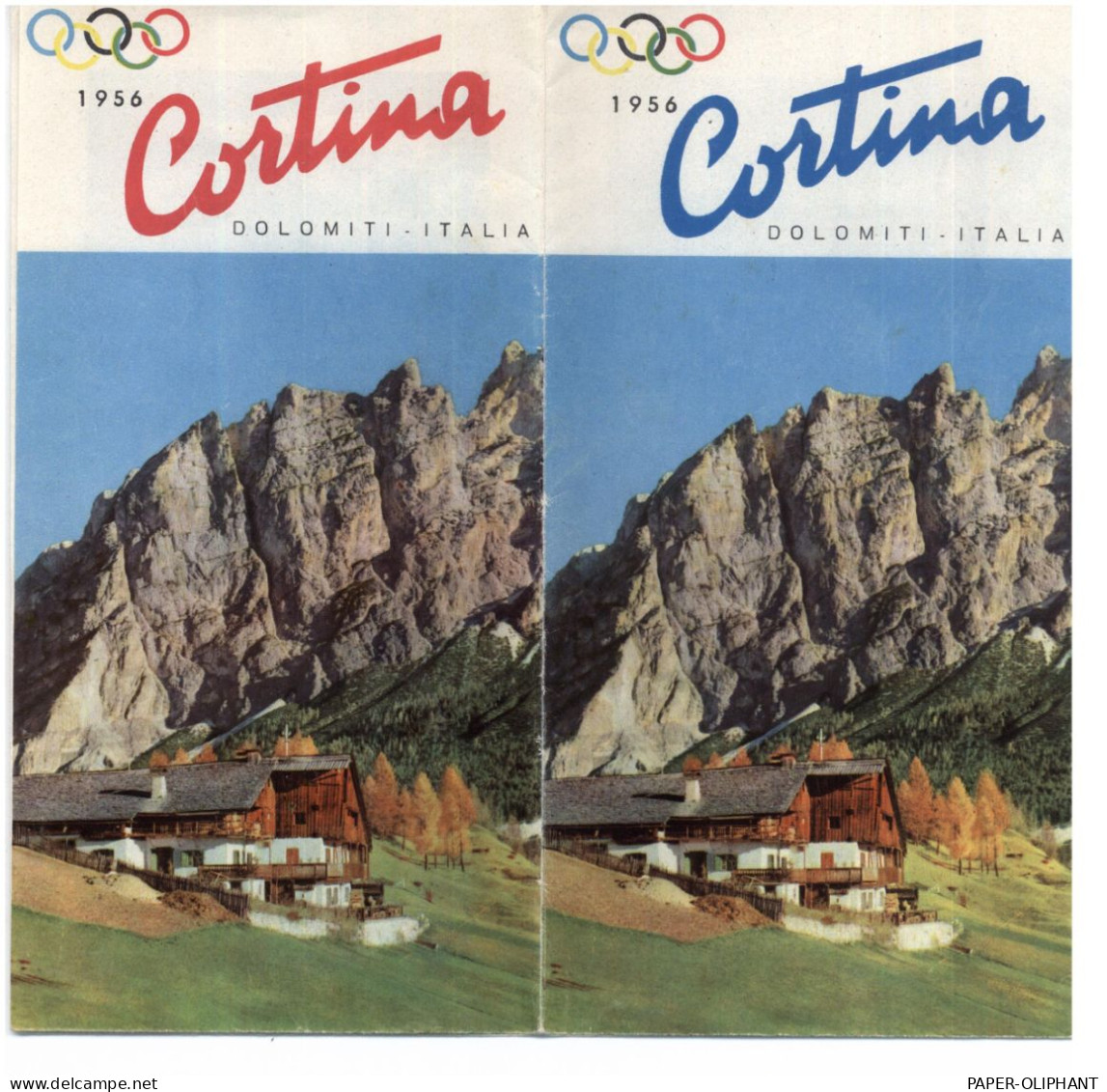 OLYMPIA 1956 CORTINA , Grosse Faltkarte Mit Zahlreichen Photos - Giochi Olimpici