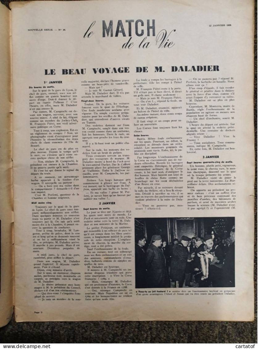 MATCH N° 28 . 12 Janvier 1939 . Edouard DALADIER .MUSSOLINI . HITLER . SUD MAROCAIN . - Other & Unclassified