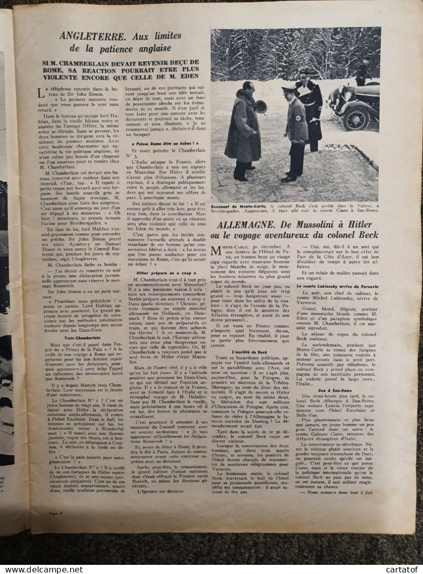 MATCH N° 28 . 12 Janvier 1939 . Edouard DALADIER .MUSSOLINI . HITLER . SUD MAROCAIN . - Autres & Non Classés