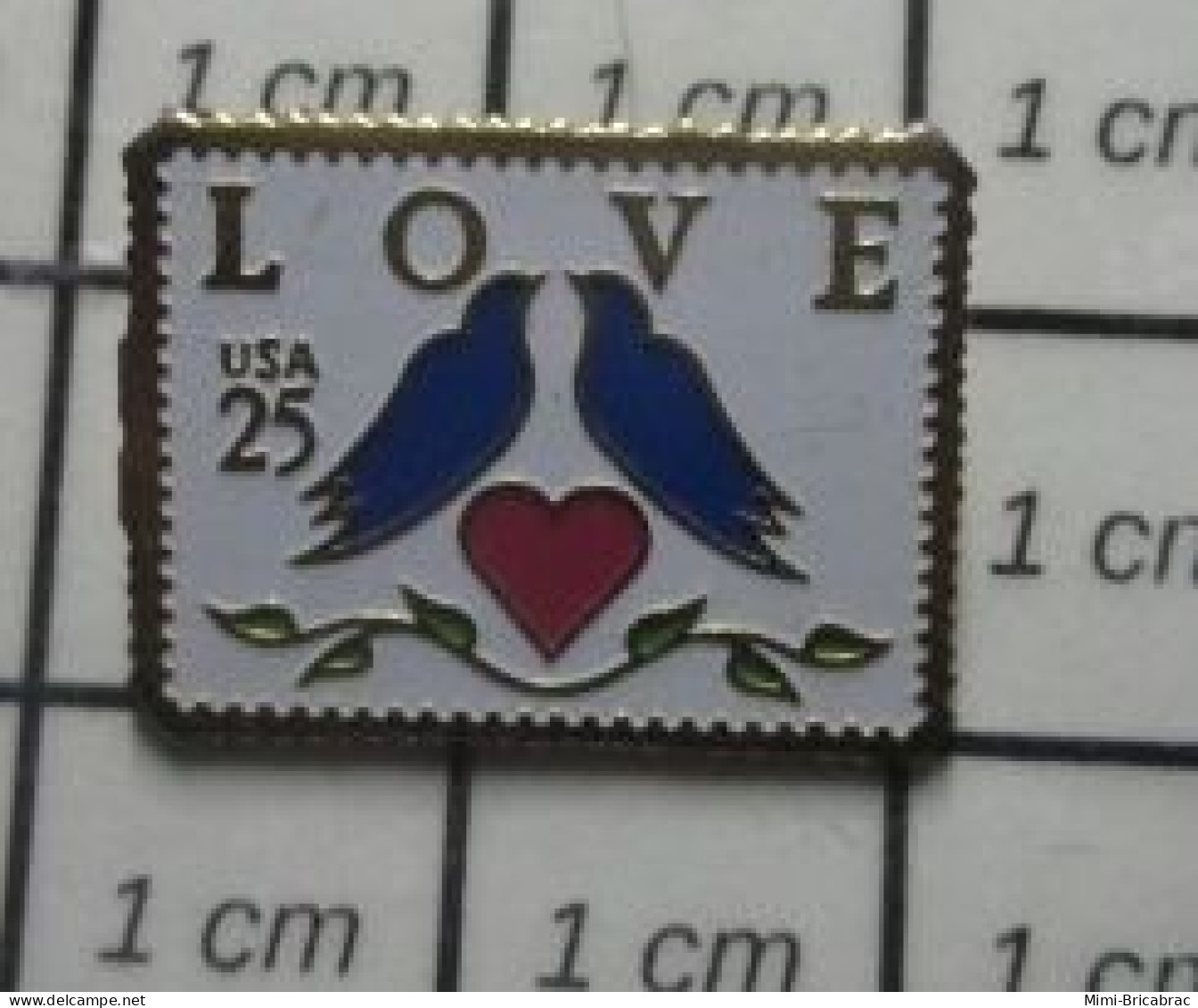 2622 Pin's Pins / Beau Et Rare / POSTES / TIMBRE POSTE USA LOVE 2 OISEAUX BLEUS - Poste