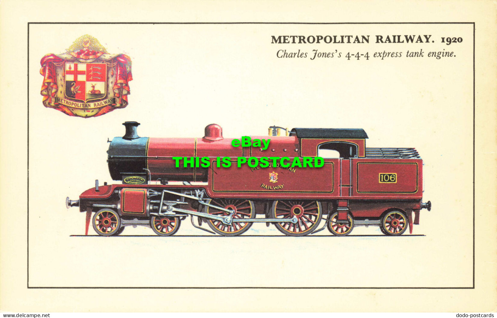 R572569 Metropolitan Railway. 1920. Charles Joness 4 4 4 Express Tank Engine. Co - Monde