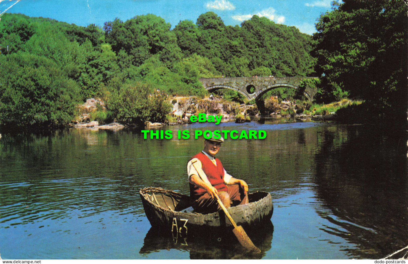 R573105 A Coracle Fisherman At Cenarth. 1973 - World