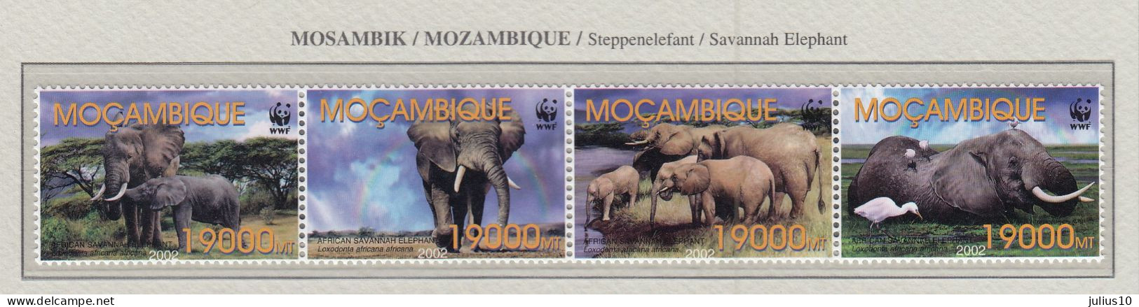 MOZAMBIQUE 2002 WWF Elephant Animals Mi 2393-96 MNH(**) Fauna 661 - Elefanti