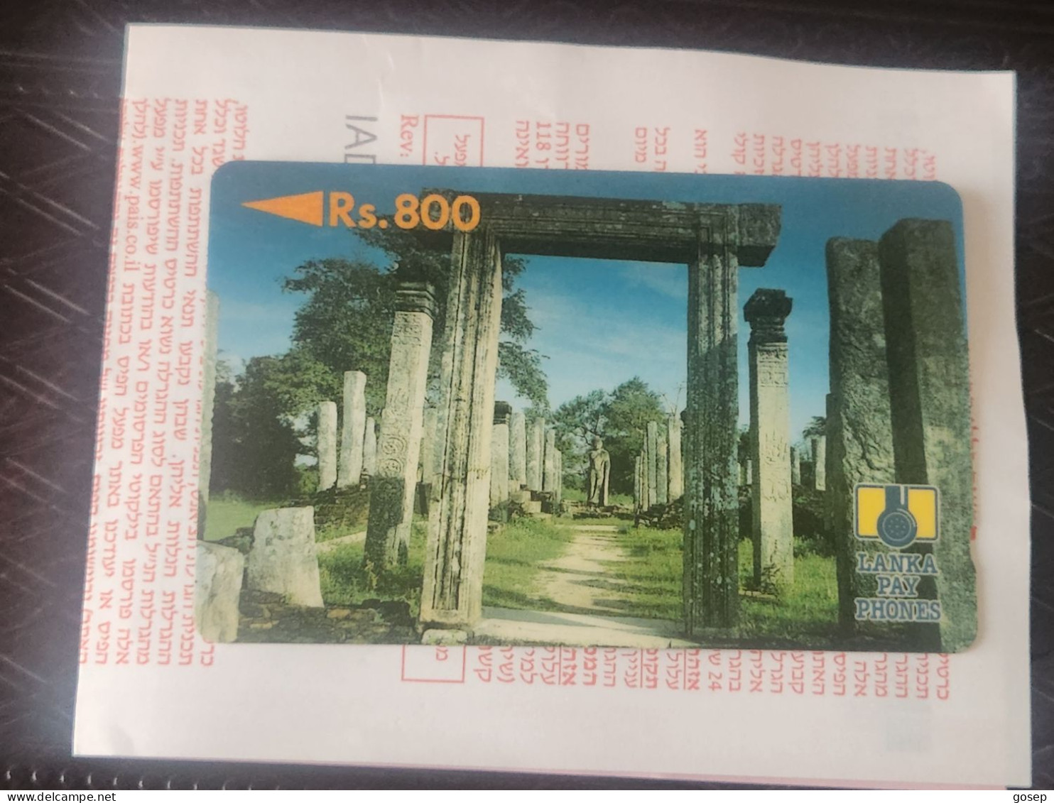 Sri Lanka-(2SRL-2E(c)-Polonnaruwa Ruins-(rev. Letter C)-(25)-(2SRLE025879)-(RS.800)-used+1card Prepiad Free - Sri Lanka (Ceylon)