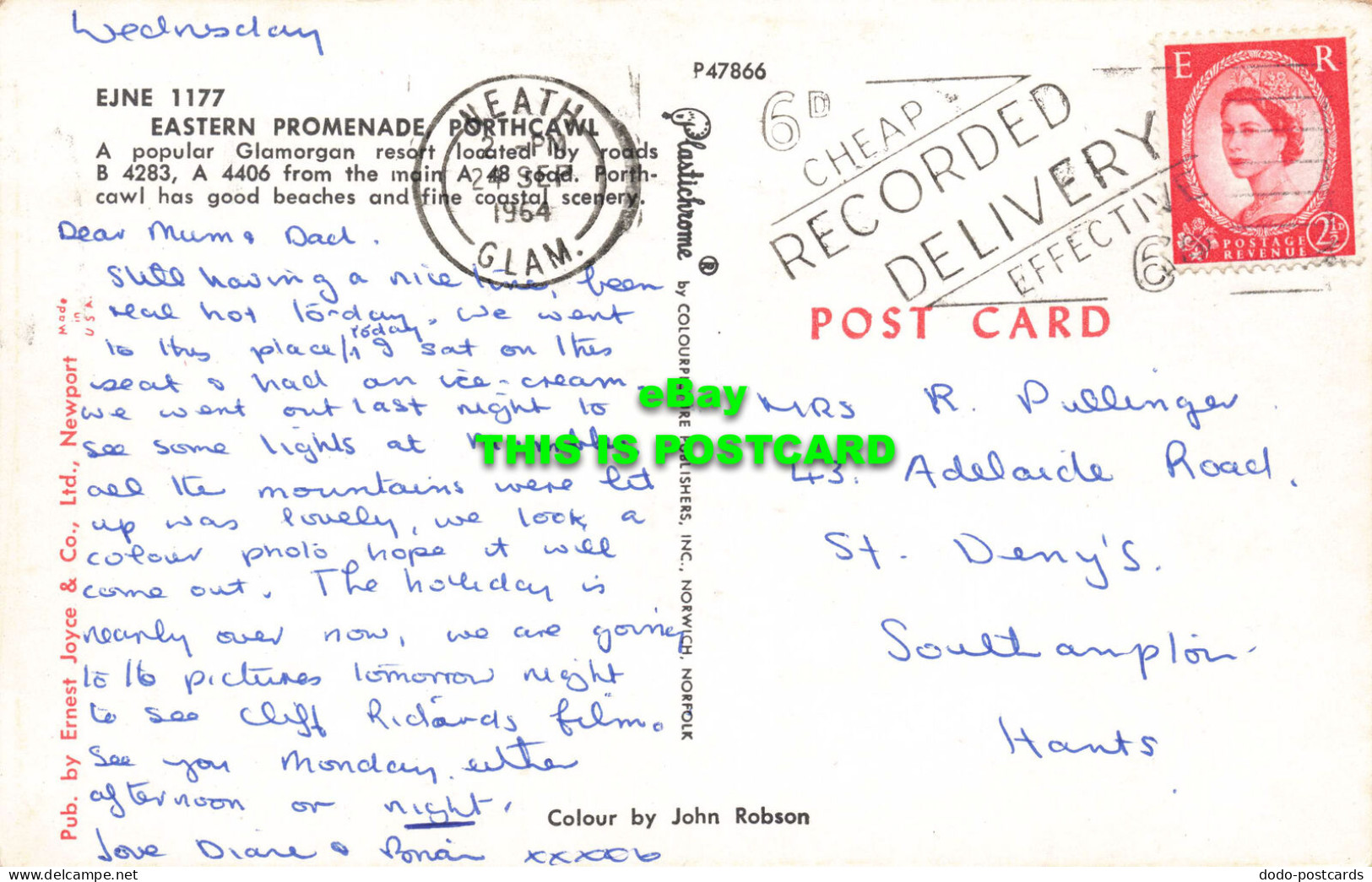 R573121 Eastern Promenade. Porthcawl. Ernest Joyce. John Robson. Plastichrome. C - Monde