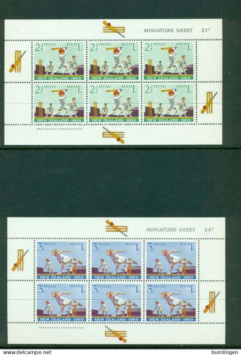 NEW ZEALAND 1969 Mi 504-05** Health - Cricket [B873] - Cricket