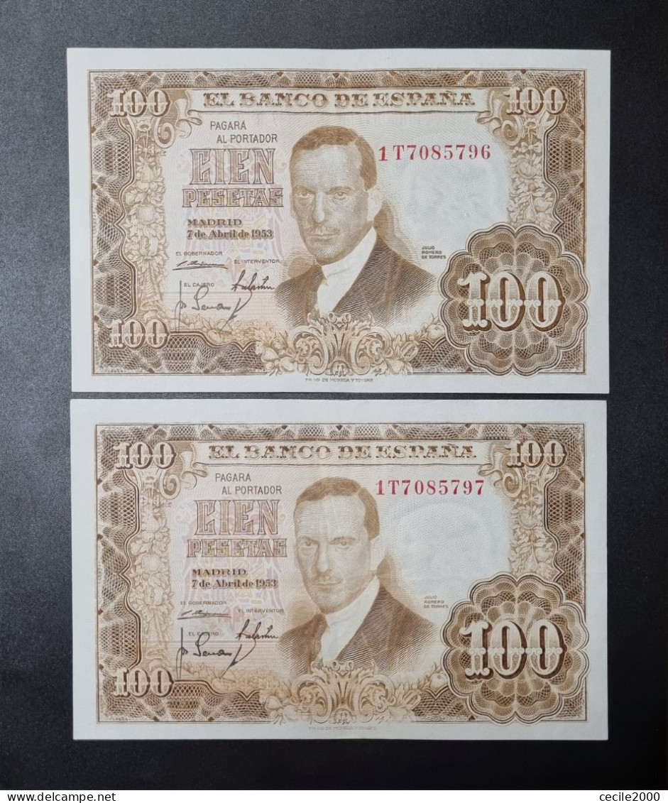 SEQUENTIAL NUMBER BILLET ESPAGNE SPAIN BANKNOTE 100 PESETAS 1948 XF+/aUNC BILLETE ESPAÑA  *COMPRAS MULTIPLES CONSULTAR* - 100 Pesetas