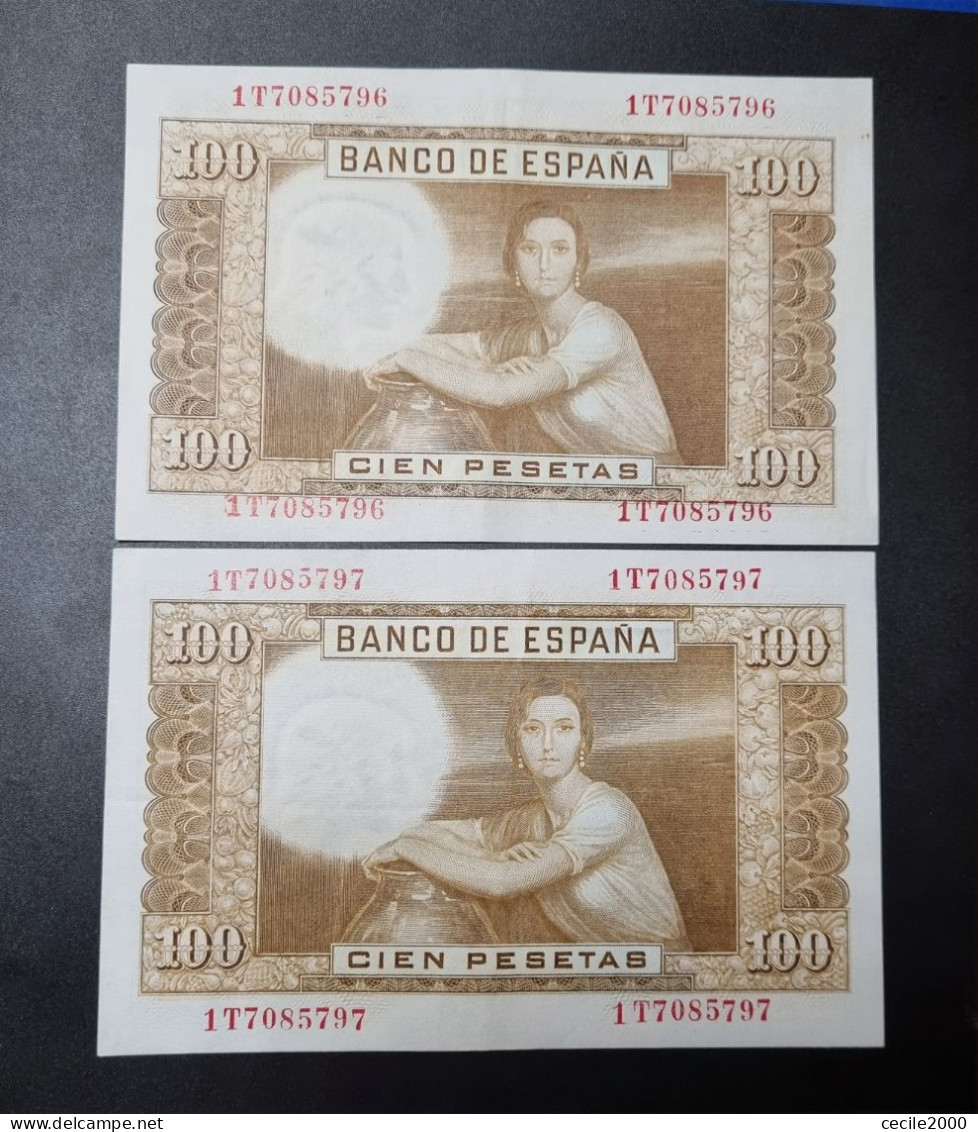 SEQUENTIAL NUMBER BILLET ESPAGNE SPAIN BANKNOTE 100 PESETAS 1948 XF+/aUNC BILLETE ESPAÑA  *COMPRAS MULTIPLES CONSULTAR* - 100 Pesetas