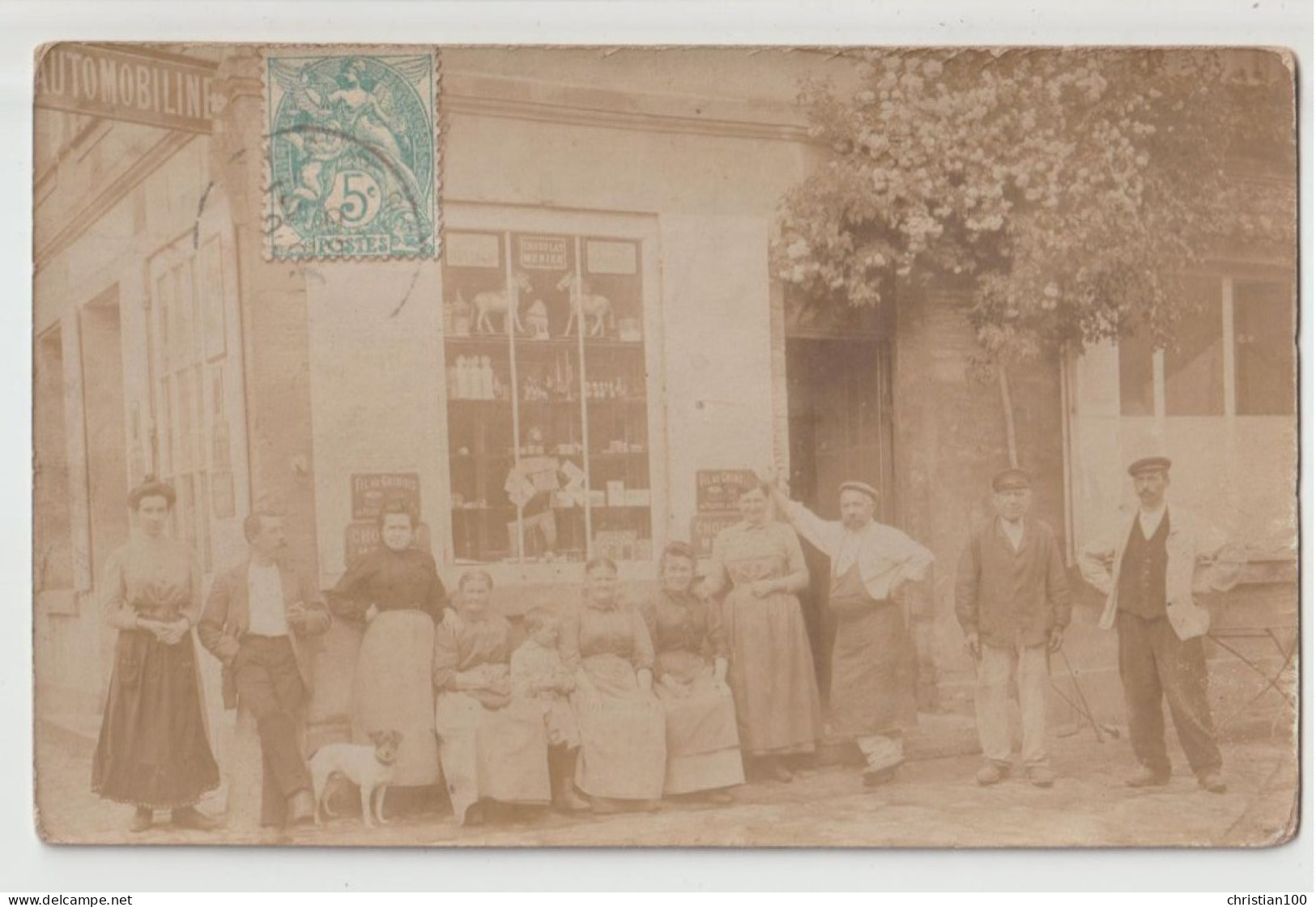 CARTE PHOTO - EPICERIE - QUINCAILLERIE - MERCERIE - AUTOMOBILINE - FIL AU CHINOIS - CHOCOLAT MENIER - COMMERCANTS -z R/V - A Identifier