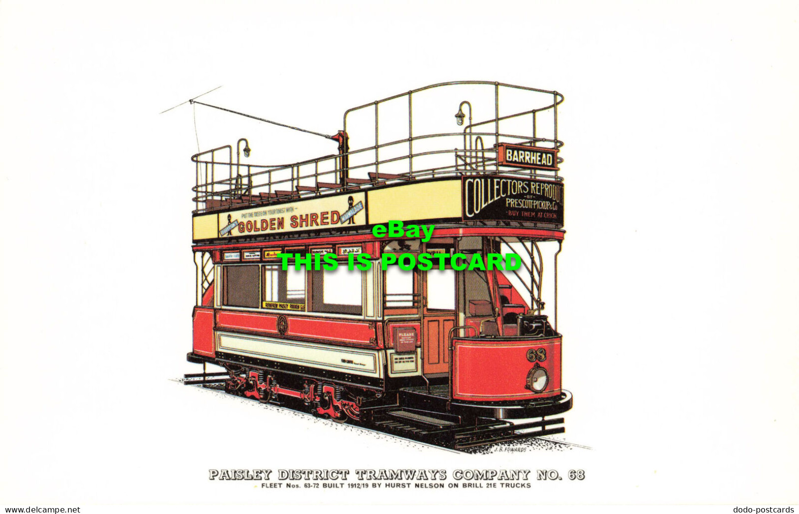 R572608 Paisley District Tramways Company No. 68. Fleet Nos. 63 72 Built 1912 19 - Monde