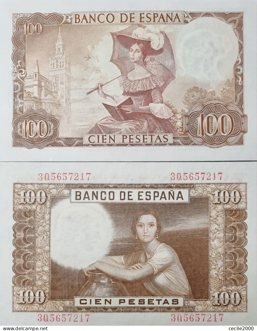 NEUF BILLETS ESPAGNE SPAIN BANKNOTE LOT 100 PESETAS 1953 1965 UNC LOTE 2 BILLETES ESPAÑA SC*COMPRAS MULTIPLES CONSULTAR* - 100 Pesetas