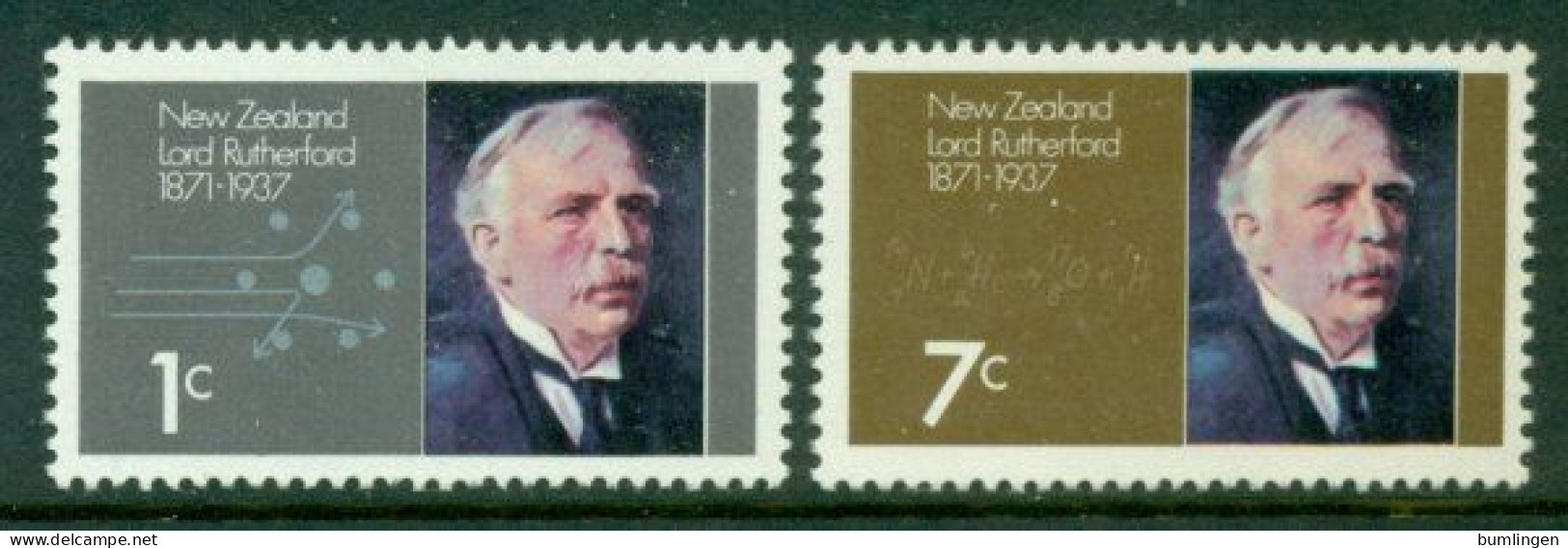 NEW ZEALAND 1971 Mi 571-72** 100th Anniversary Of The Birth Of Lord Ernest Rutherford, Chemistry Nobel Prize Laurate [B8 - Premio Nobel