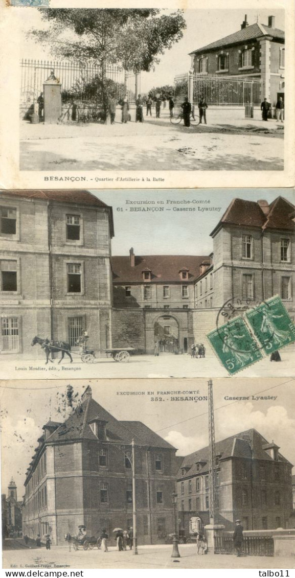 25 - Besançon  - Lot De 3 Cartes : Quartier Artillerie; Caserne Lyautey; - Besancon