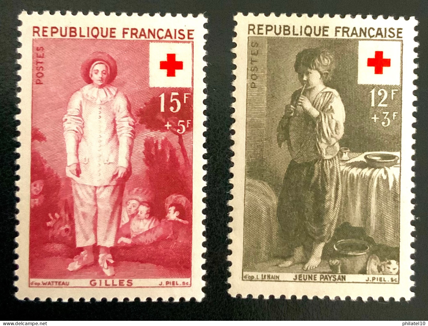 1956 FRANCE N 1089/90 CROIX ROUGE GILLES ET JEUNE PAYSAN - NEUF** - Unused Stamps