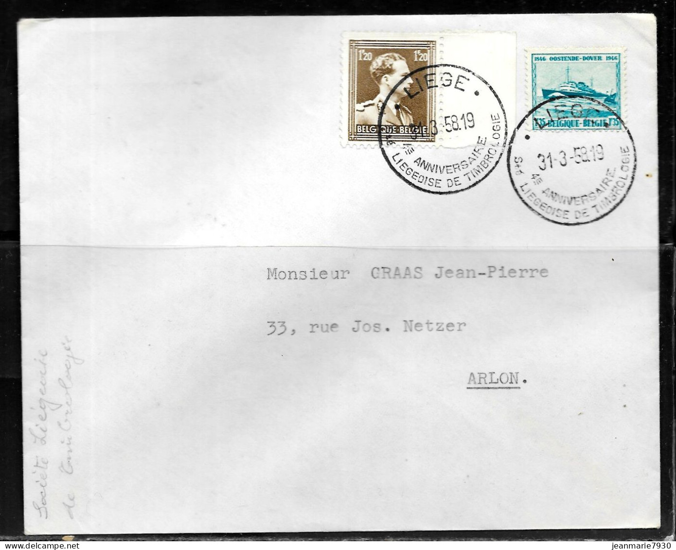 CC167 - BELGIQUE - LETTRE DE LIEGE DU 31/03/58 - Covers & Documents