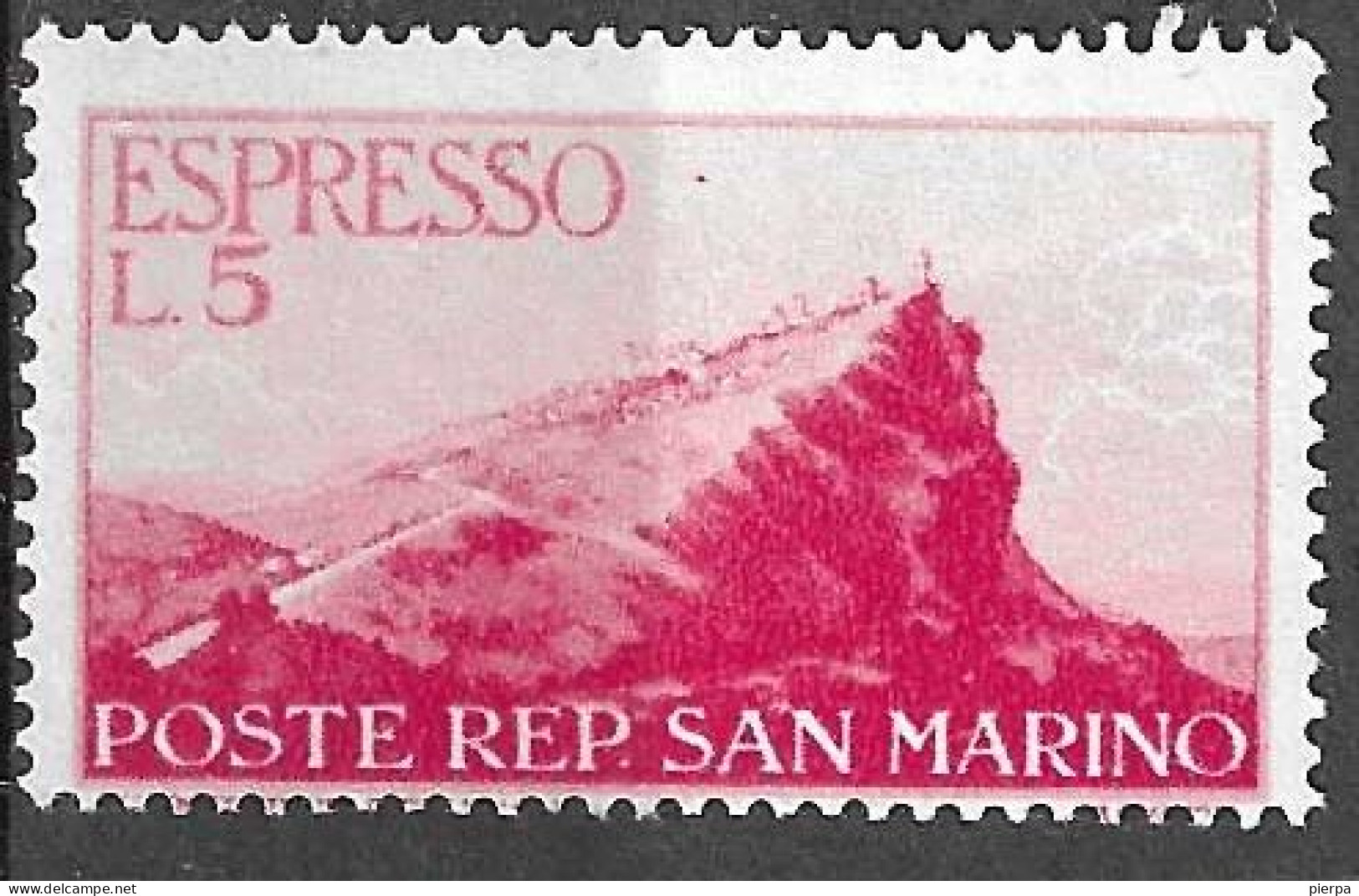SAN MARINO - 1945 - ESPRESSO - LIRE 5 - SENZA FILIGRANA - NUOVO MNH** (YVERT EX 13 - MICHEL 337 - SS EX13) - Sellos De Urgencia