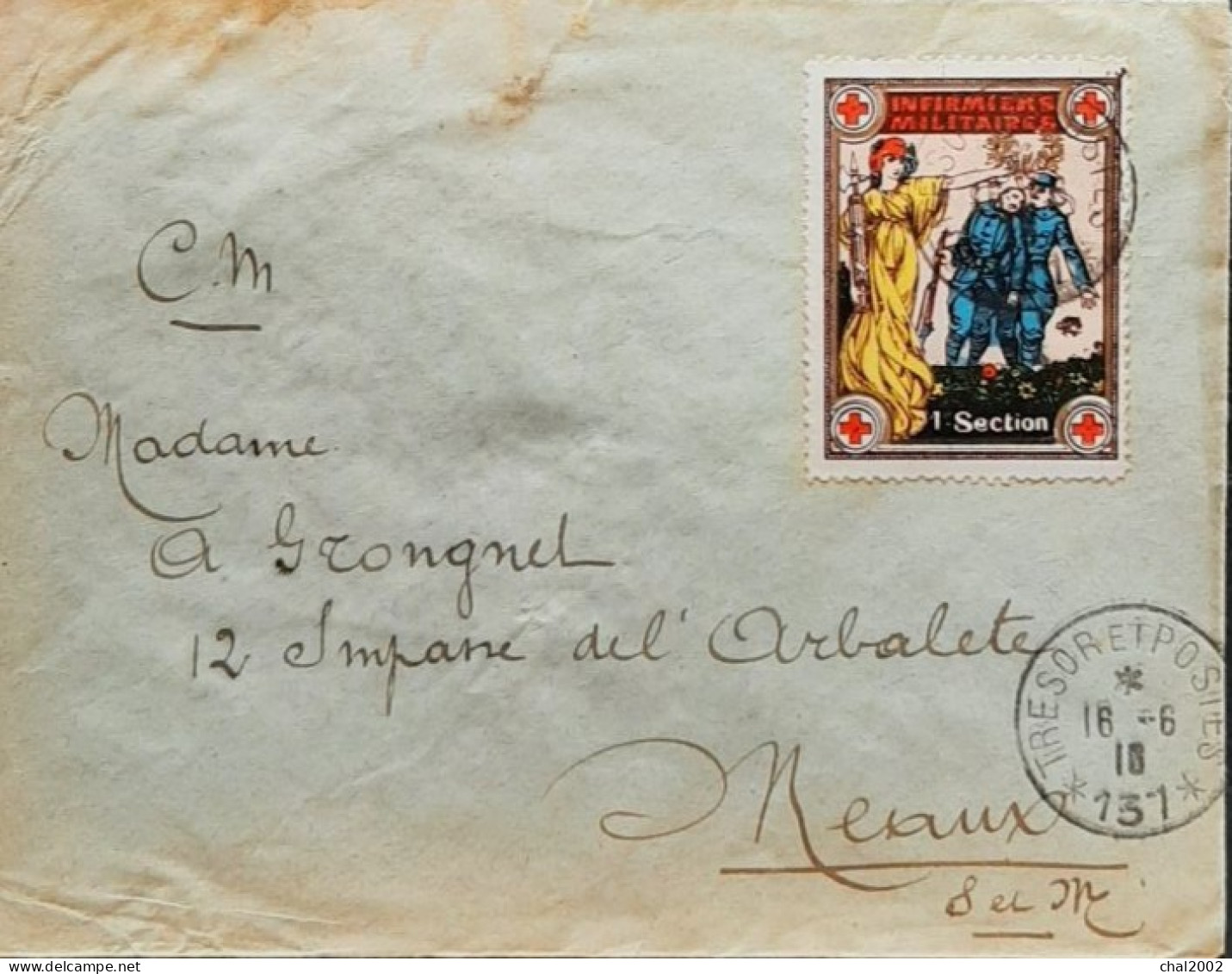 Lettre Trésor Et Poste Secteur 137 Du 16 Juin 1916 Pour Meaux - Rode Kruis