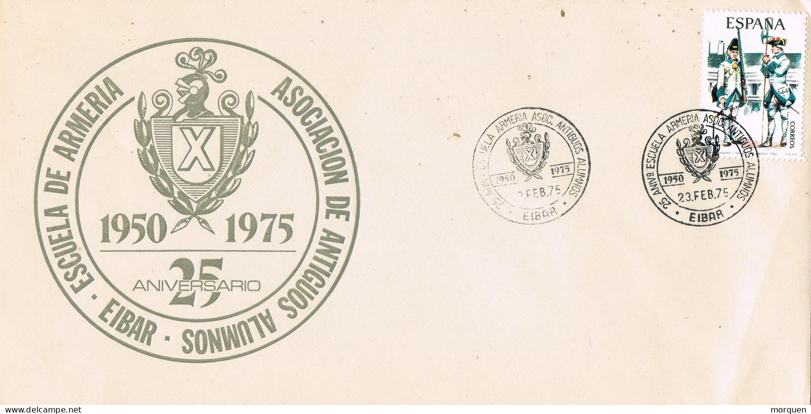 53981. Carta EIBAR (Guipuzcoa) 1975, Escuela De ARMERIA, Antiguos Alumnos, 25 Aniversario - Brieven En Documenten