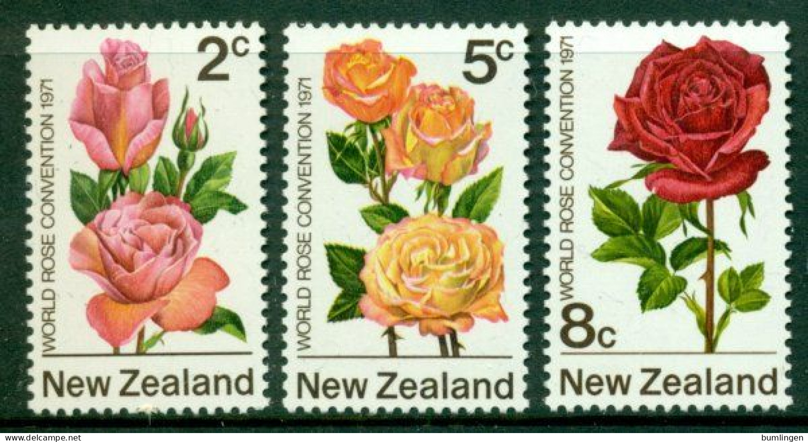 NEW ZEALAND 1971 Mi 568-70** Roses [B880] - Rosas