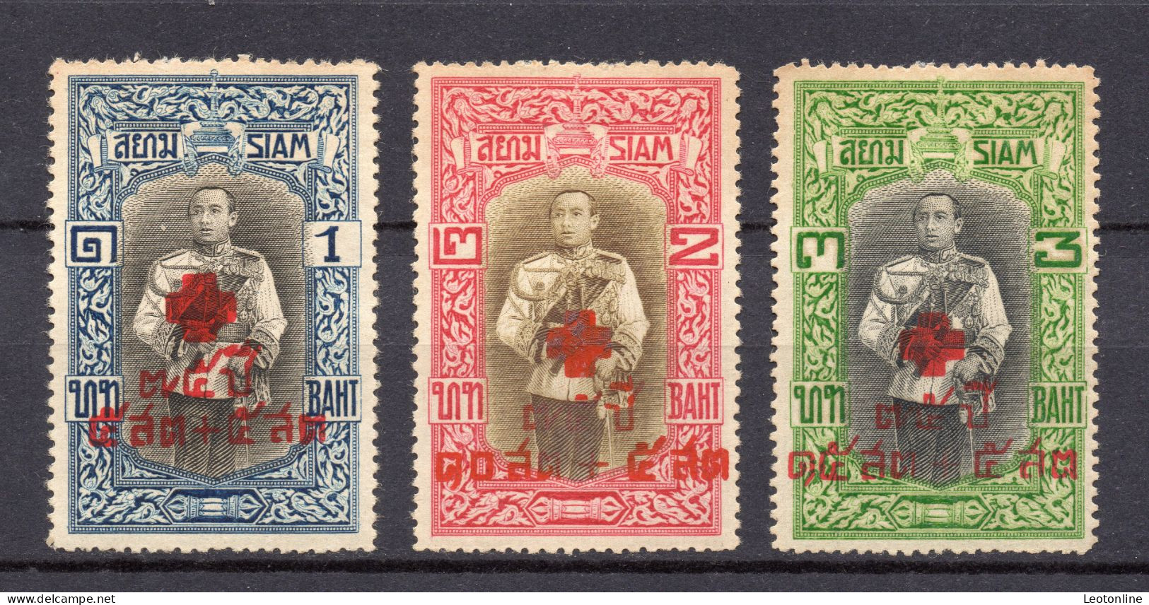 SIAM - THAILAND 1939 - YVERT 221/223 CROIX ROUGE - B31/B33 NUEVOS CON SEÑAL - MH - Siam