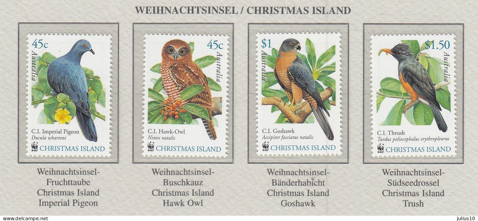 CHRISTMAS ISLAND 2002 WWF Birds Mi 497-500 MNH(**) Fauna 664 - Autres & Non Classés