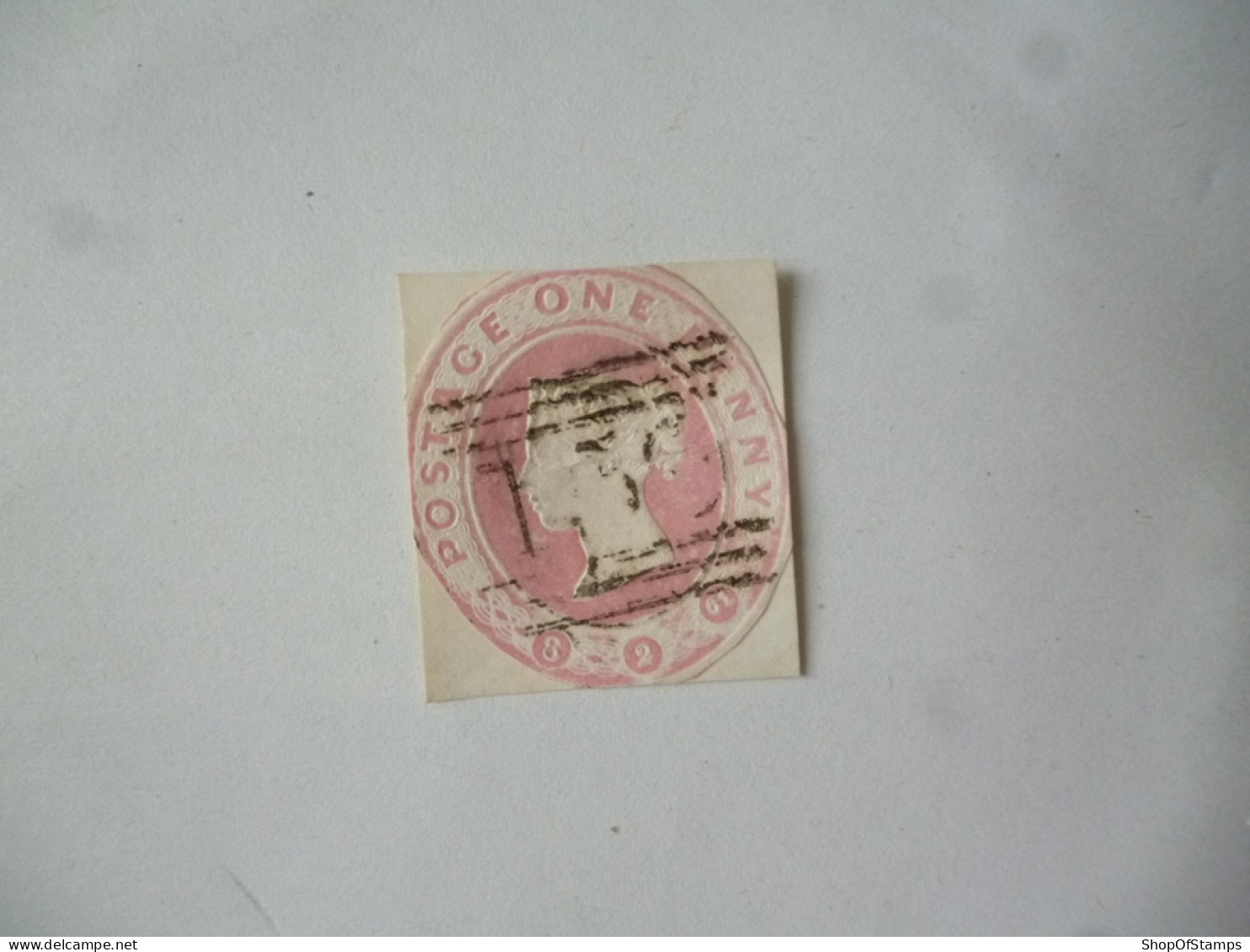 GREAT BRITAIN-POSTAL HISTORY QV EMBOSS CUT OUT WITH NUMBERED CANCELLATION - Marcofilia