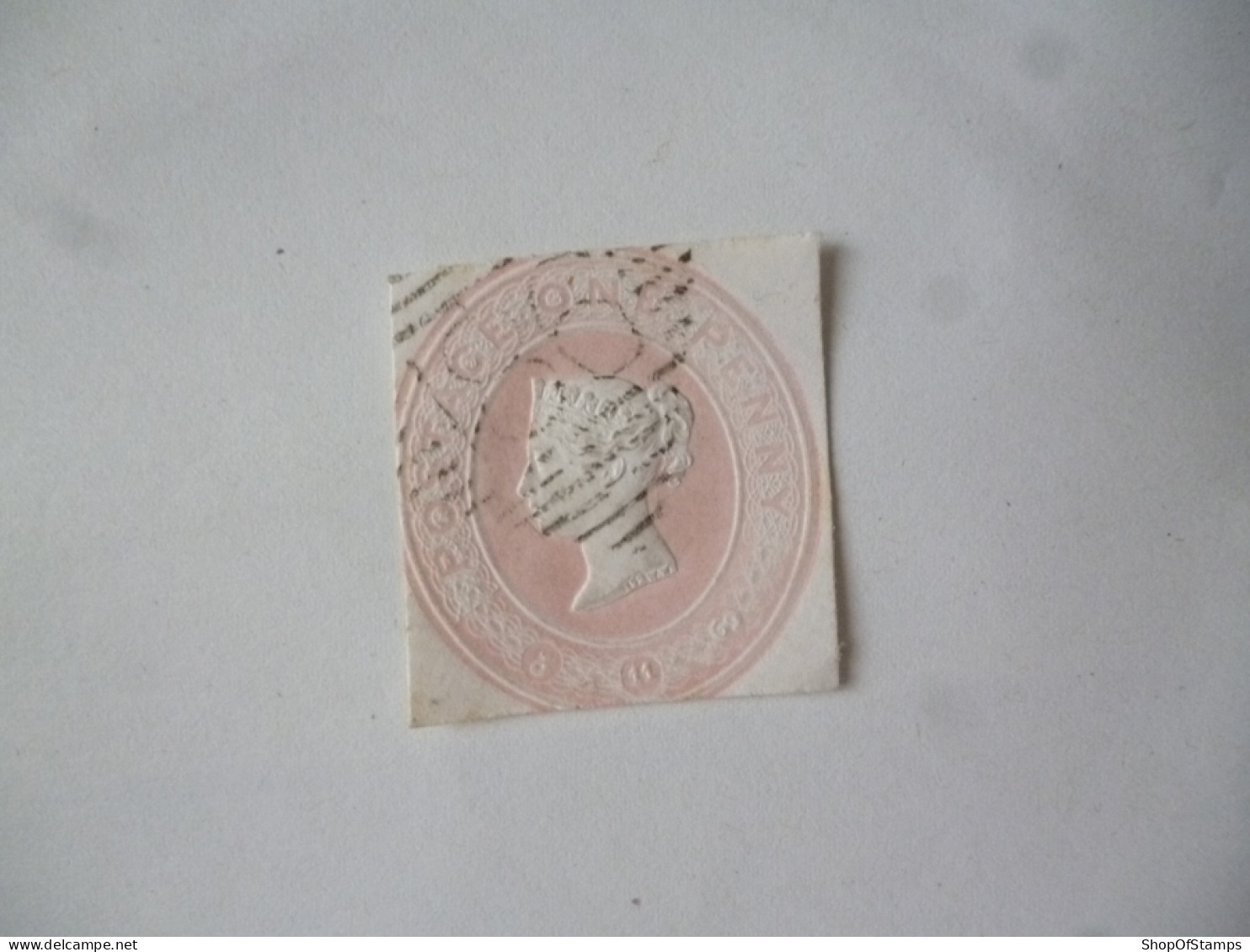 GREAT BRITAIN-POSTAL HISTORY QV EMBOSS CUT OUT WITH NUMBERED CANCELLATION - Marcophilie