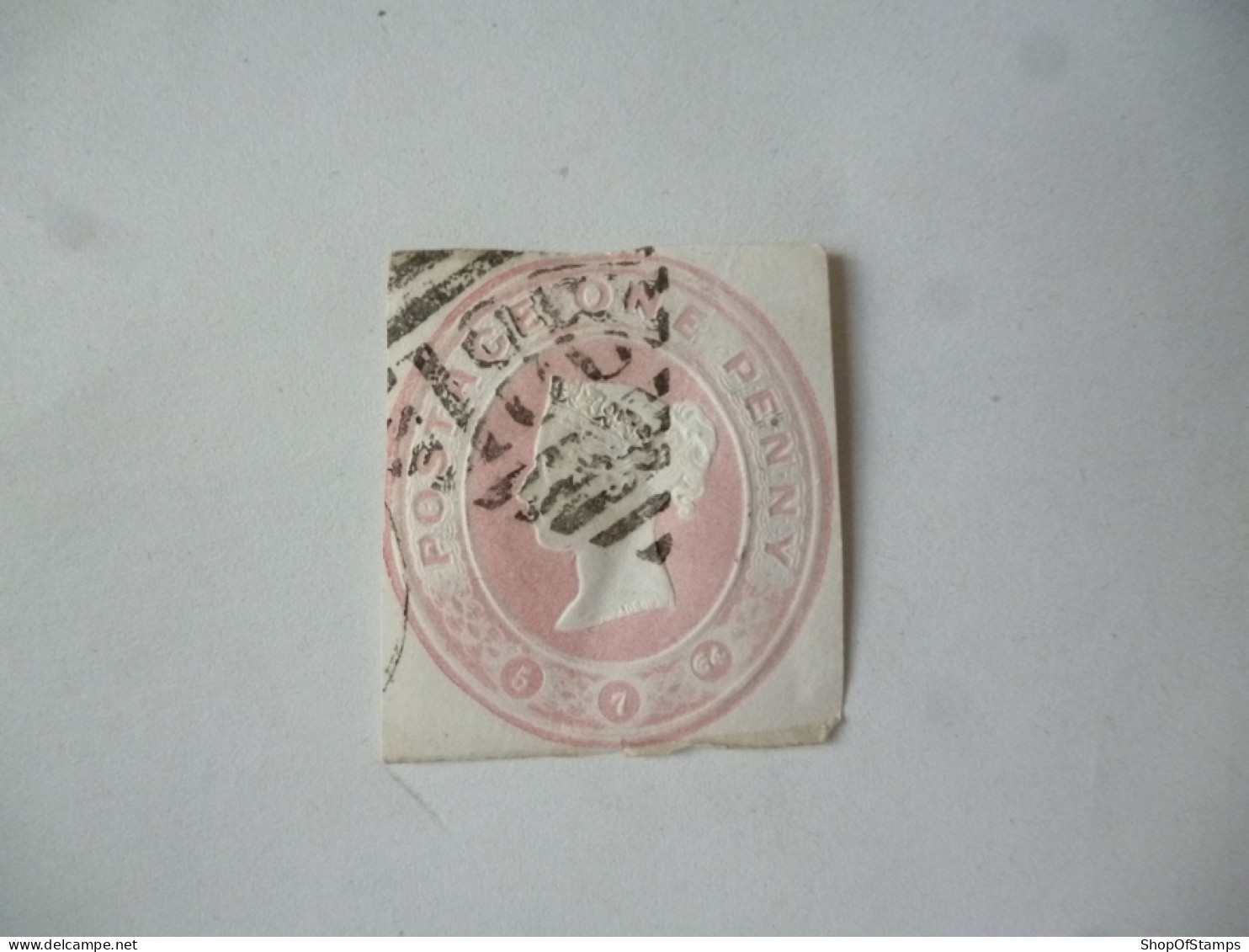 GREAT BRITAIN-POSTAL HISTORY QV EMBOSS CUT OUT WITH NUMBERED CANCELLATION - Marcofilia