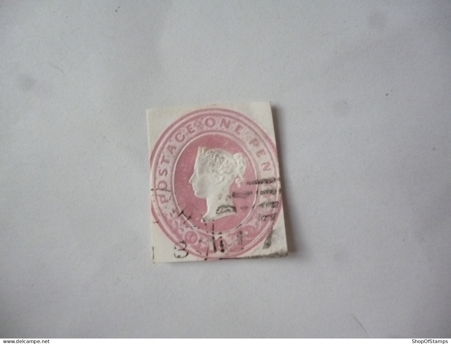 GREAT BRITAIN-POSTAL HISTORY QV EMBOSS CUT OUT WITH NUMBERED CANCELLATION - Marcofilie
