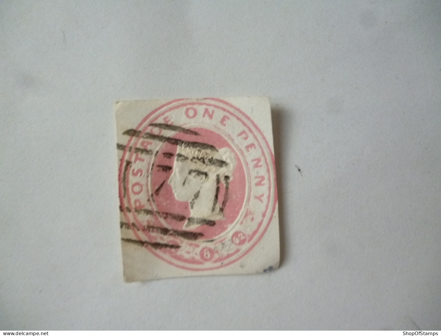 GREAT BRITAIN-POSTAL HISTORY QV EMBOSS CUT OUT WITH NUMBERED CANCELLATION - Marcofilie