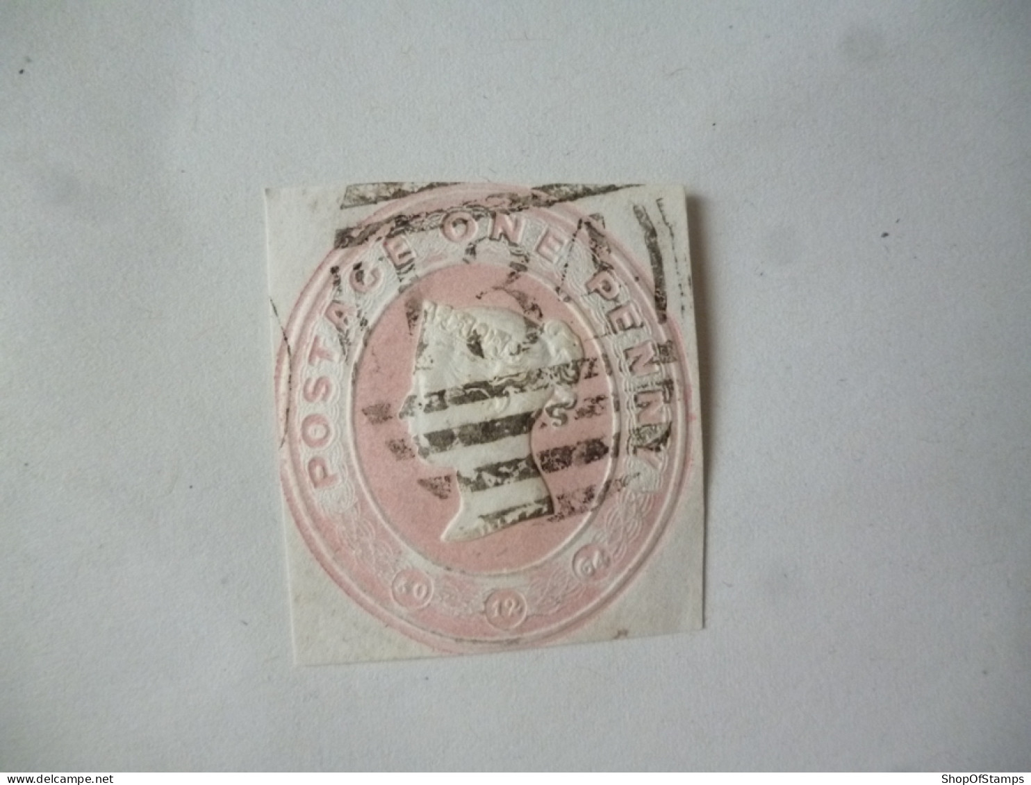 GREAT BRITAIN-POSTAL HISTORY QV EMBOSS CUT OUT WITH NUMBERED CANCELLATION - Marcophilie