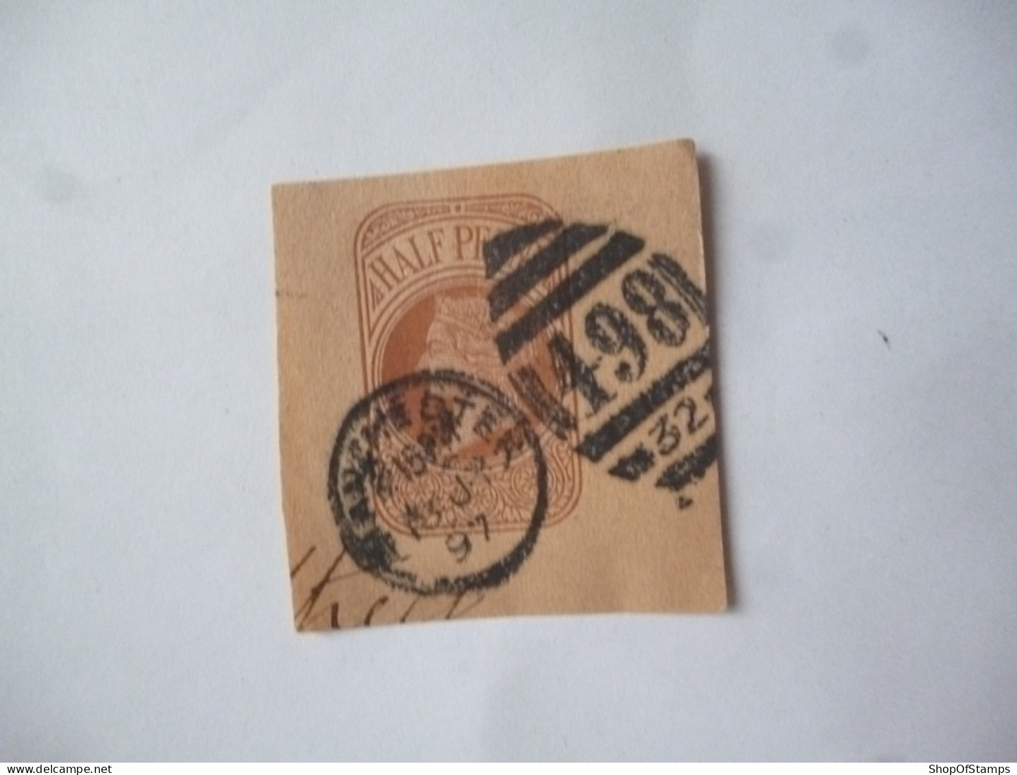 GREAT BRITAIN-POSTAL HISTORY QV NEWS PAPER STAMP CUT OUT WITH NUMBERED CANCELLATION - Marcophilie