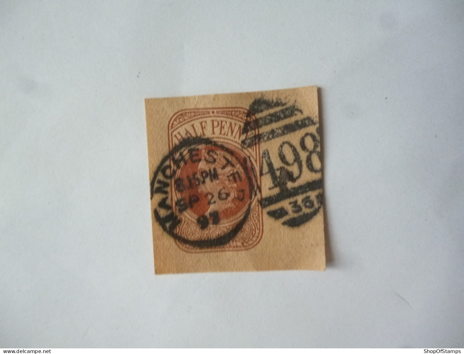 GREAT BRITAIN-POSTAL HISTORY QV NEWS PAPER STAMP CUT OUT WITH NUMBERED CANCELLATION - Poststempel