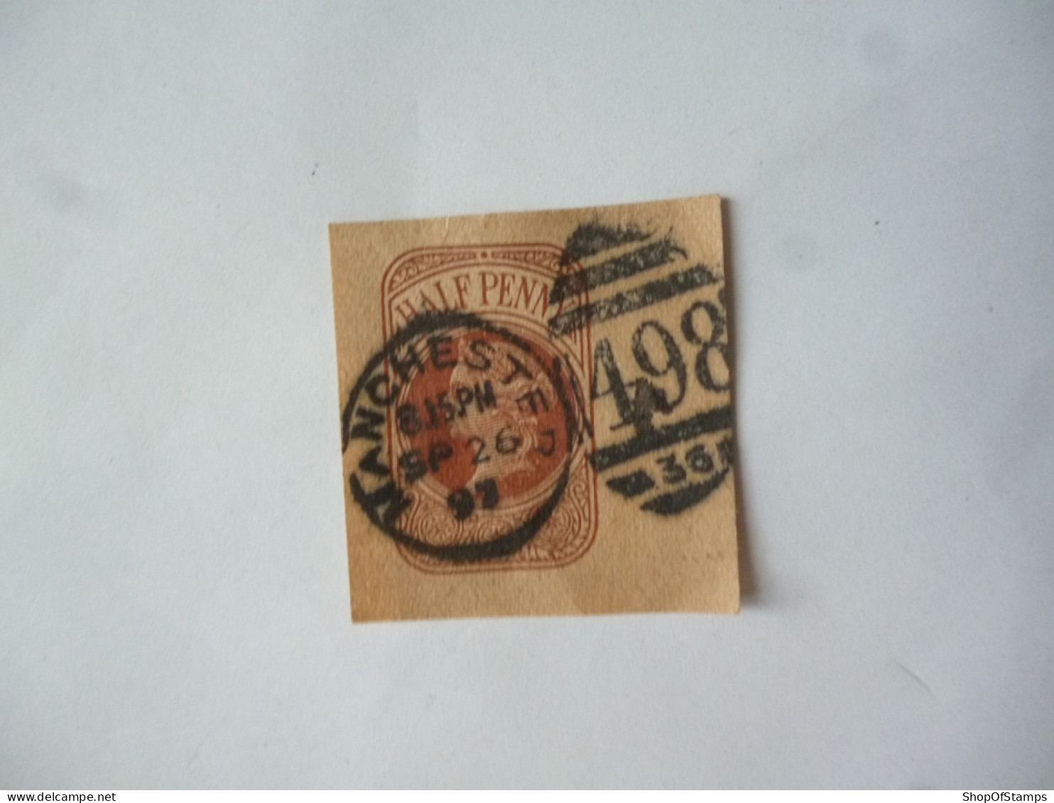 GREAT BRITAIN-POSTAL HISTORY QV NEWS PAPER STAMP CUT OUT WITH NUMBERED CANCELLATION - Marcophilie