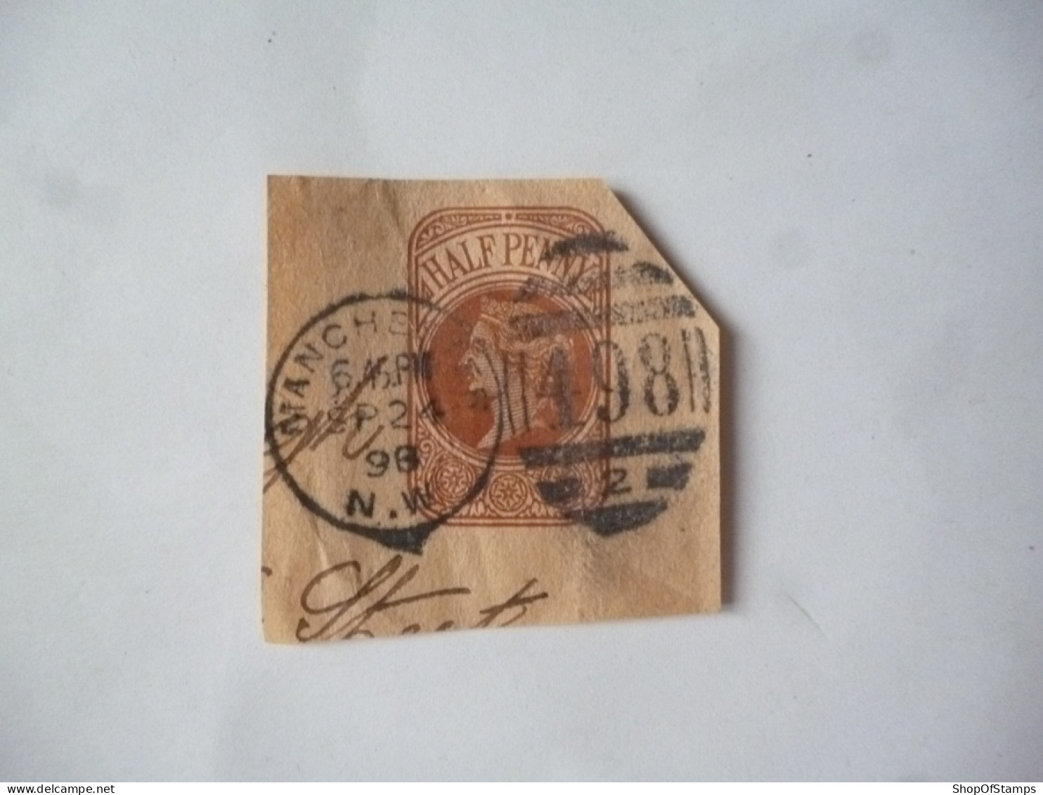 GREAT BRITAIN-POSTAL HISTORY QV NEWS PAPER STAMP CUT OUT WITH NUMBERED CANCELLATION - Marcofilia