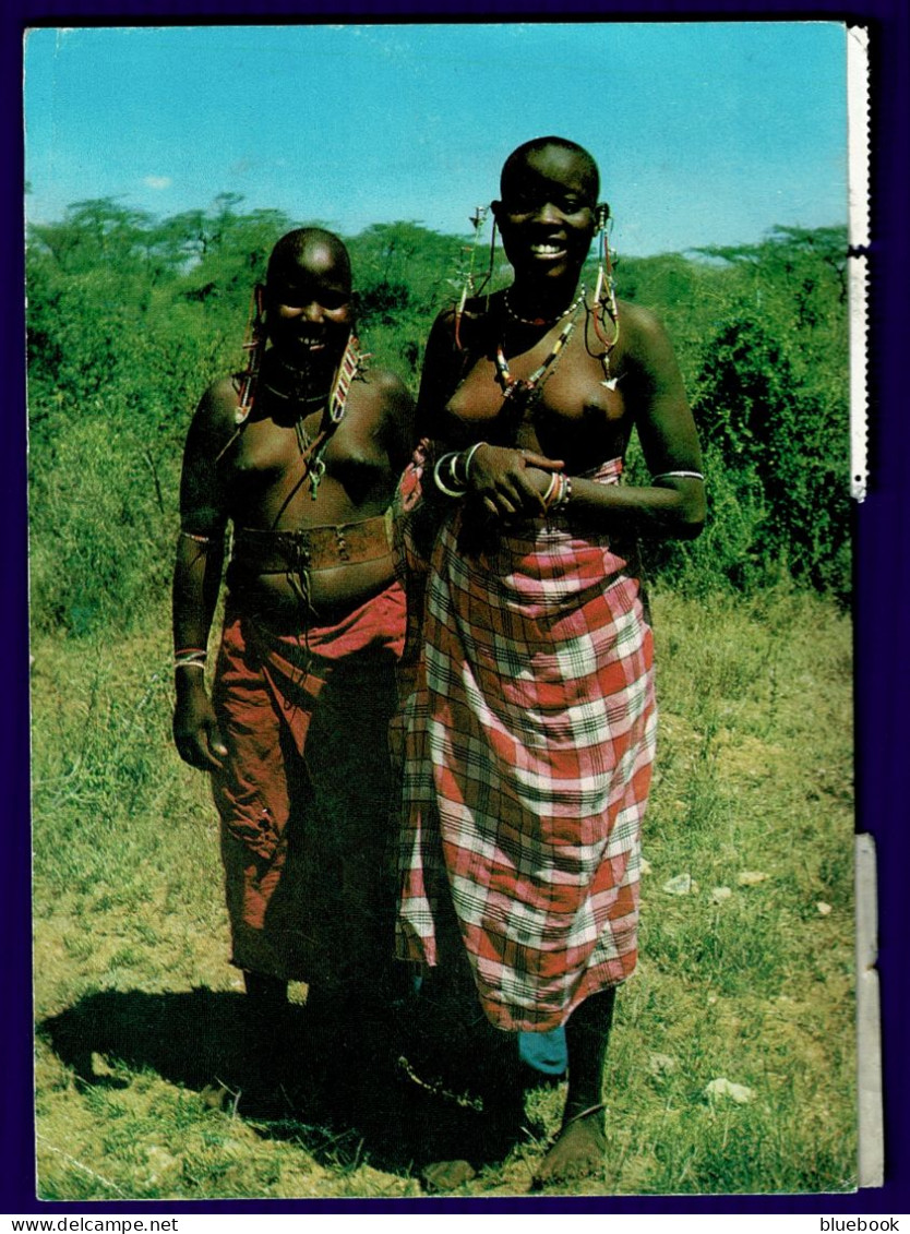 Ref 1648 - 1982 Ethnic Postcard - Naivasha Kenya 2s/50c To UK By East African Airways Airmail Label - Kenya (1963-...)