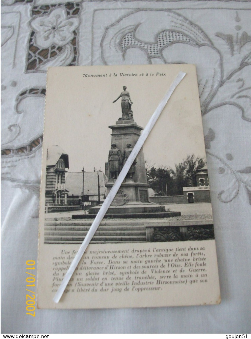 HIRSON (02)   Monument  à La Victoire Et à La Paix (26 Juin 1927) - Hirson