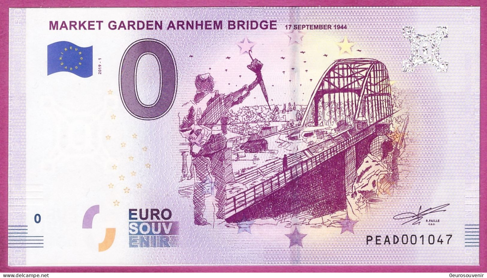 0-Euro PEAD 2019-1 MARKET GARDEN ARNHEM BRIDGE - 17 SEPTEMBER 1944 - Essais Privés / Non-officiels